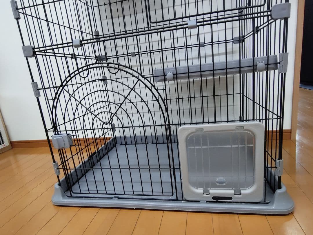 キャットケージ 大きめ 黒 金属製 3段棚付き