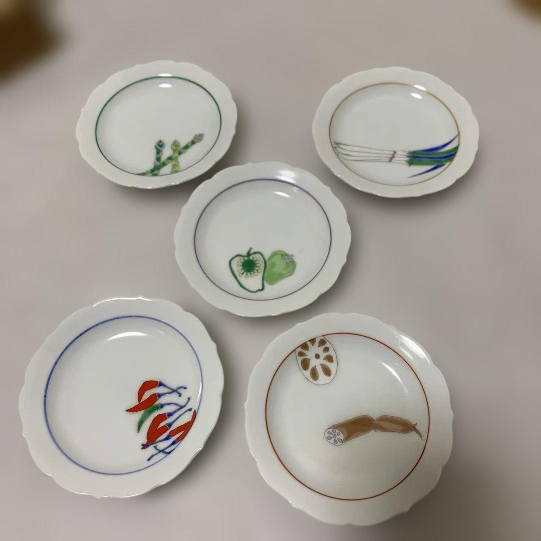 新品　深川製磁　野菜　枯梗渕小皿揃　　小皿 　　豆皿　三箱　　15枚
