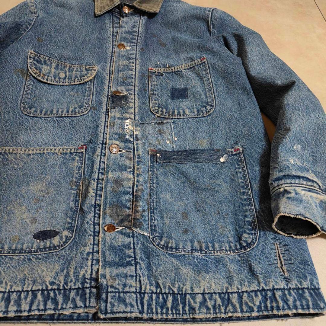 パッチワークリペア 雰囲気◎ ビンテージ デニム カバーオール