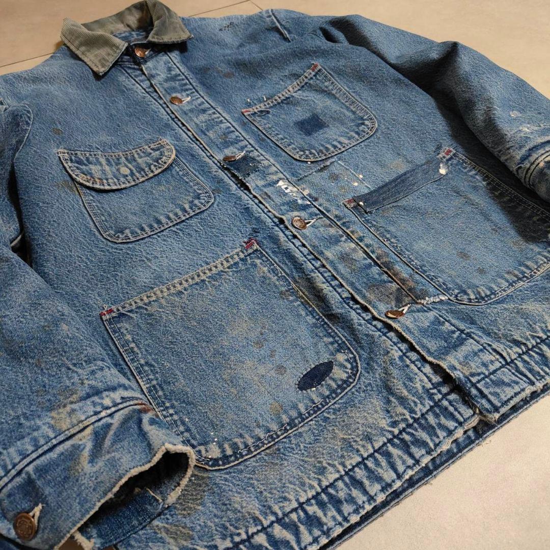 パッチワークリペア 雰囲気◎ ビンテージ デニム カバーオール