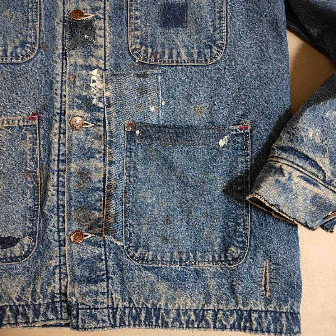 パッチワークリペア 雰囲気◎ ビンテージ デニム カバーオール