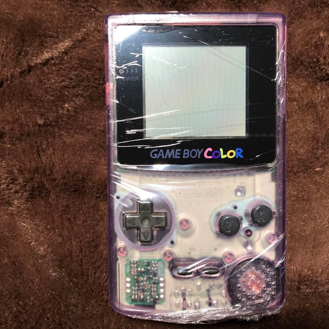 任天堂ゲームボーイカラークリアーパープル 新品スクリーンレンズ 新品偏光板交換