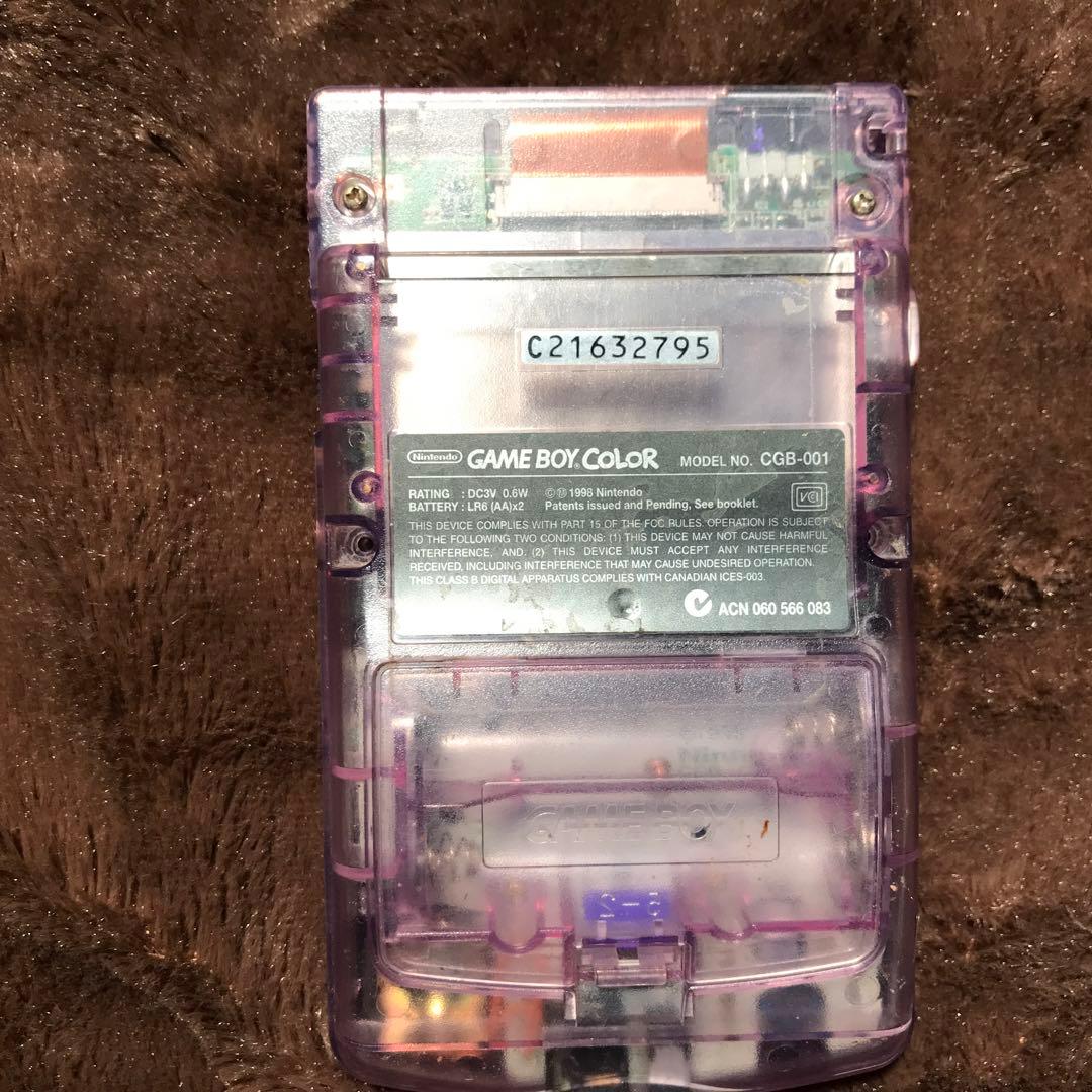 任天堂ゲームボーイカラークリアーパープル 新品スクリーンレンズ 新品偏光板交換