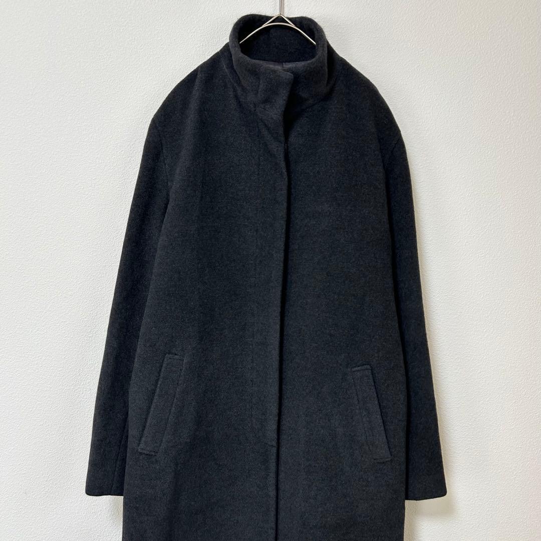 ケーティーキヨコタカセ　ロングコート　アンゴラ混　M　ダークグレー　アウター　冬