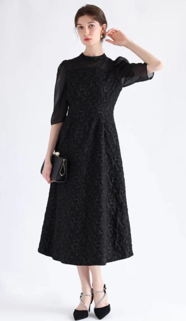 ヤマダヤ リルフェテ ふくれジャガードバックリボンドレス