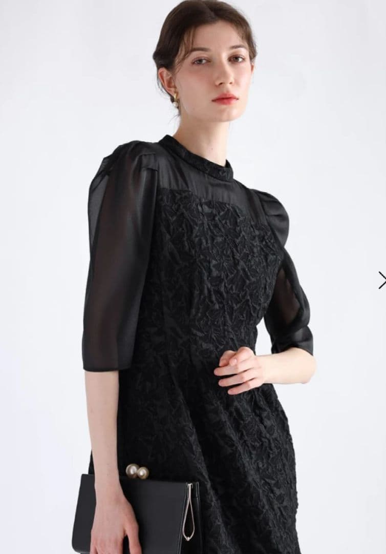 ヤマダヤ リルフェテ ふくれジャガードバックリボンドレス