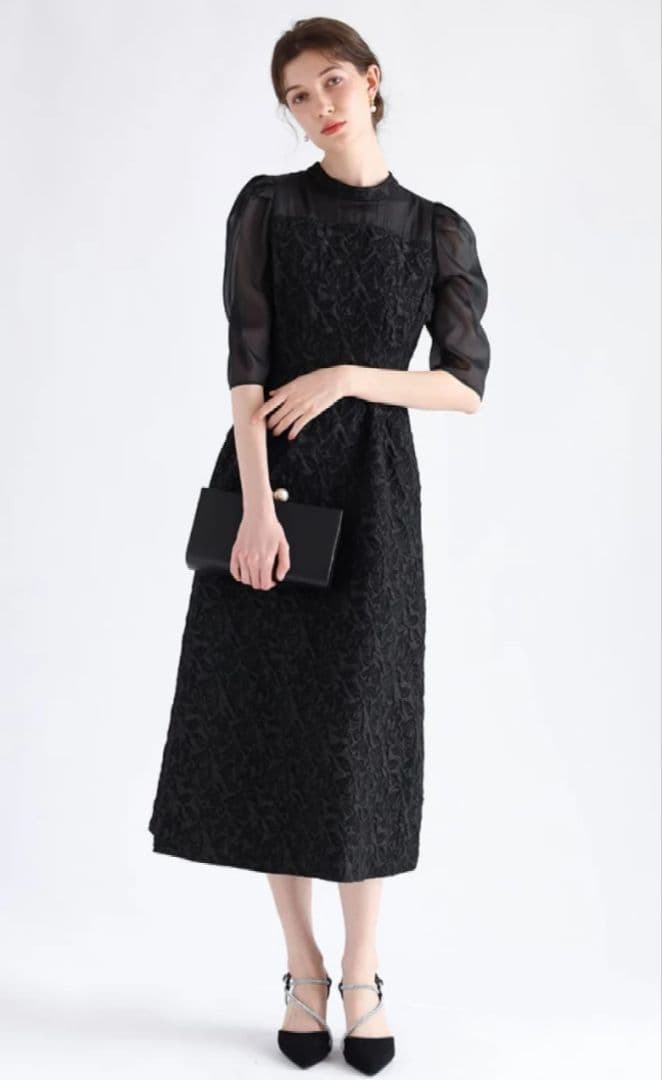 ヤマダヤ リルフェテ ふくれジャガードバックリボンドレス