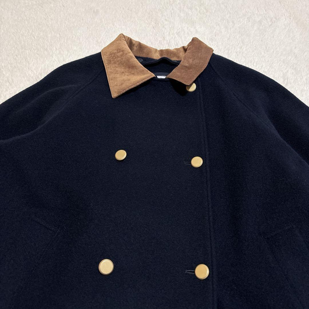 極美品✨COHINA 2wayカラーゴールドボタンミドルコート　ネイビー