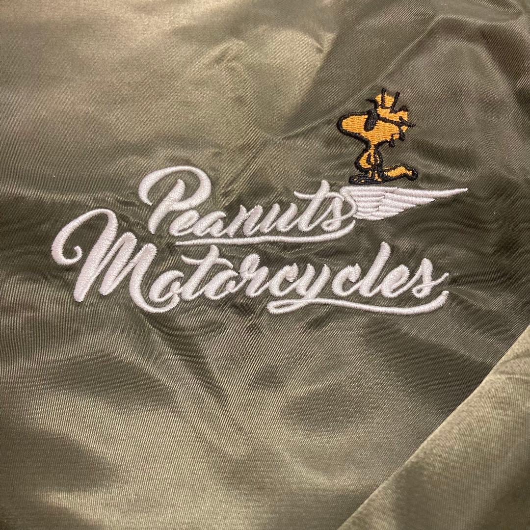 FLAGSTAFF×PEANUTS スヌーピーMA-1刺繍ジャケット カーキ