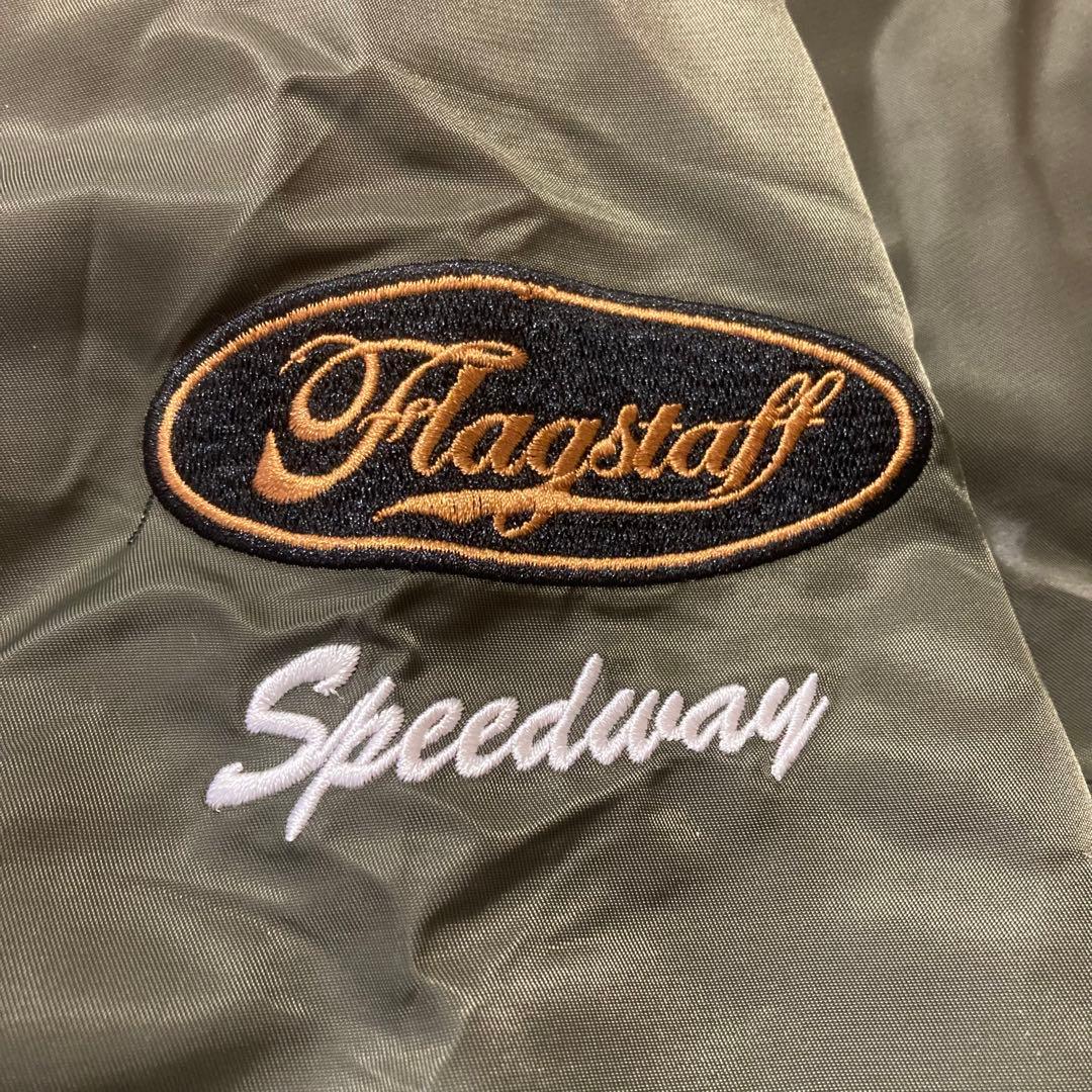 FLAGSTAFF×PEANUTS スヌーピーMA-1刺繍ジャケット カーキ