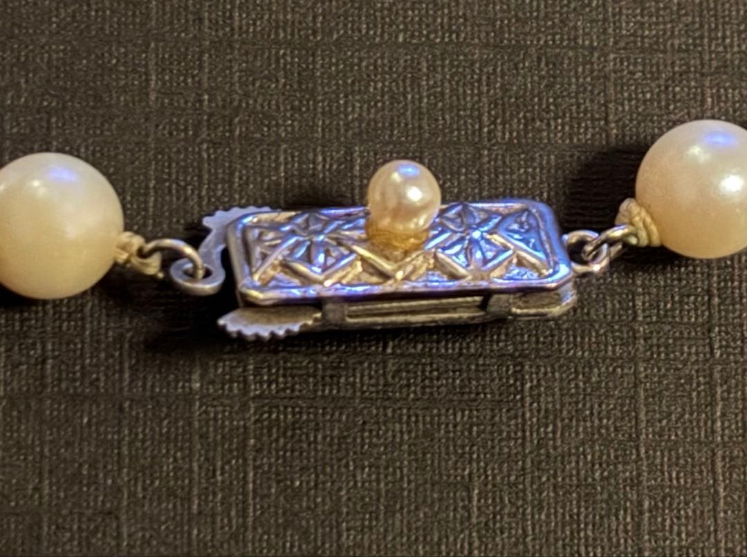 三越百貨店 白 シルバー金具 アコヤ本真珠 テリ良好 ネックレス 40cm 6㎜