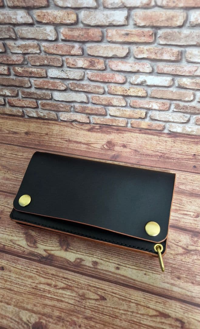 手縫い ロングトラッカーウォレット ヌメ革 茶芯 ステアハイドレザー