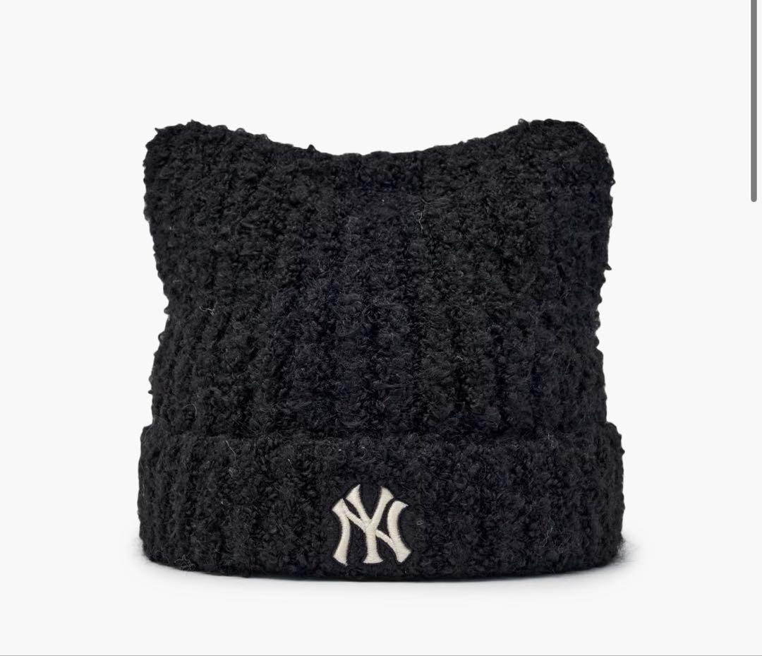 MLB 韓国限定　韓国　人気　aespa エスパ　カリナ　猫耳　ニット帽　黒