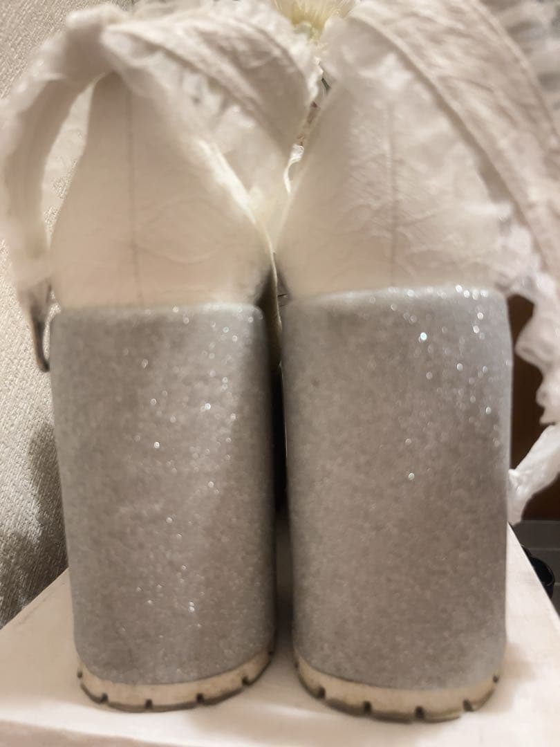 Ank Rouge アンクルージュ レース×合皮厚底シューズ ホワイト