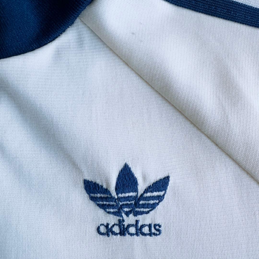 希少 adidas フランス製 VENTEX トラックジャケット 薄ベージュ×紺