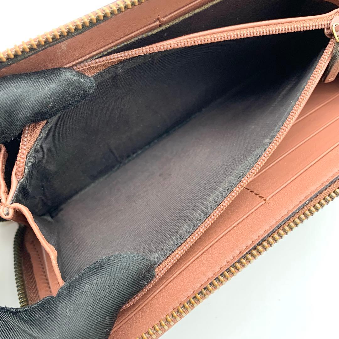 【美品】GUCCI マイクロシマ 長財布 ラウンドファスナー ピンクブラウン系