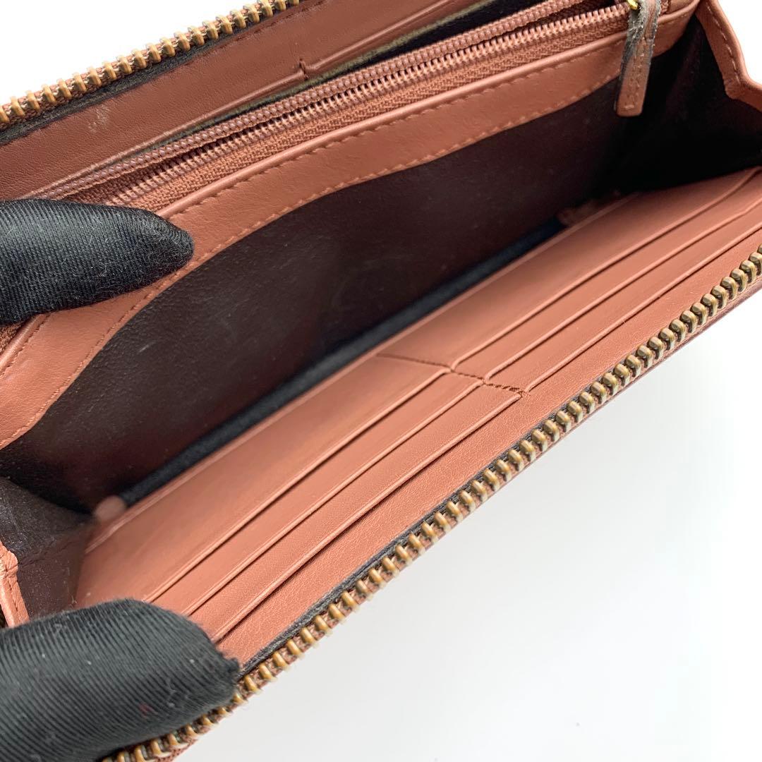 【美品】GUCCI マイクロシマ 長財布 ラウンドファスナー ピンクブラウン系
