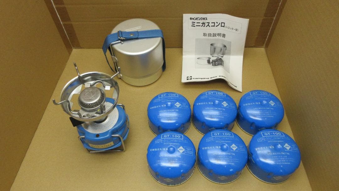 希少品 キャンピングガス トロッター型ミニガスコンロ GT-100ガス缶６個付