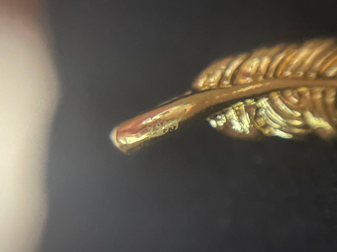 羽根　フェザー　トップ　ネックレス　ペンダント純金　足金999刻印