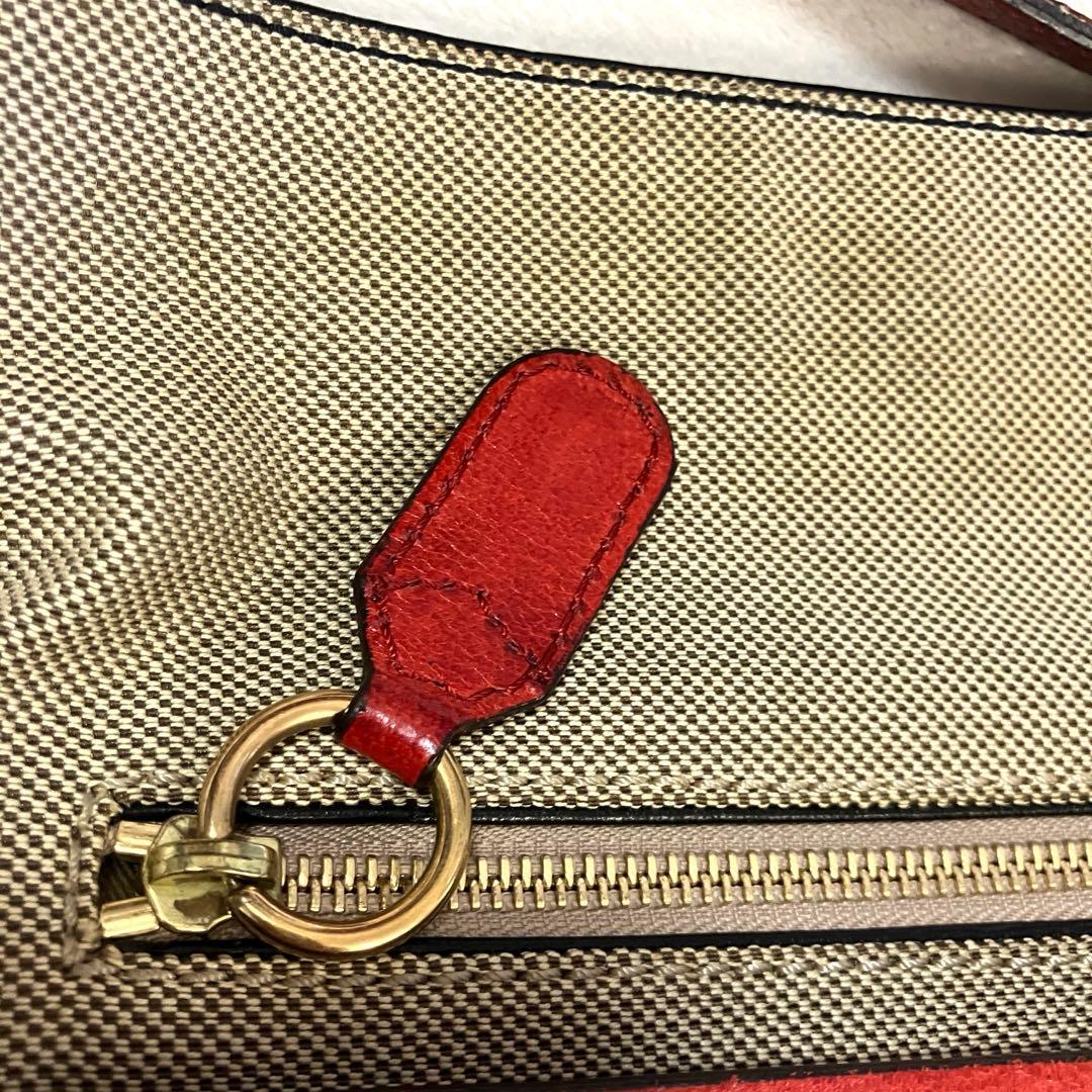 クロエ ハーレー キャンバス レザー ショルダーバッグ 斜め掛け 赤