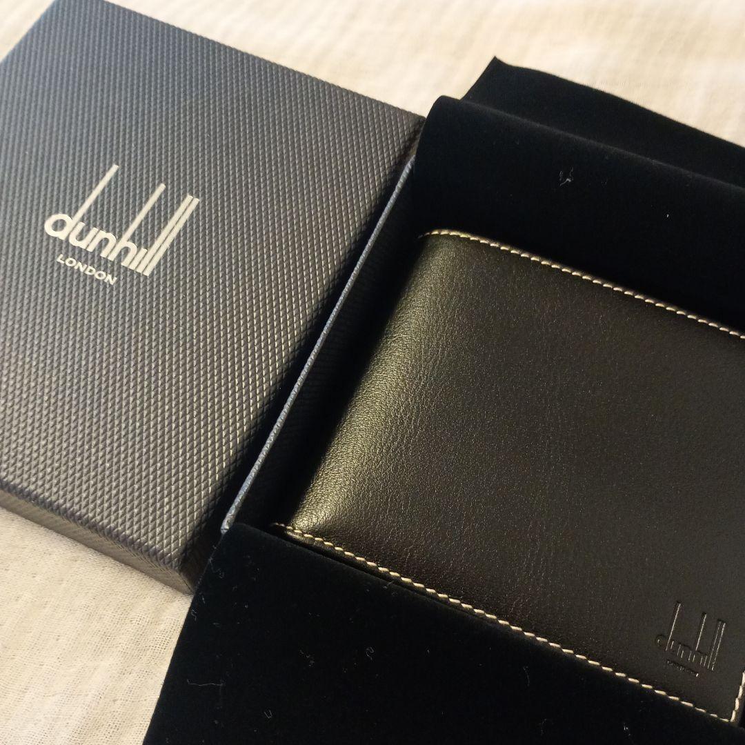 新品 ダンヒル dunhill ブラック 二つ折り財布 箱付き