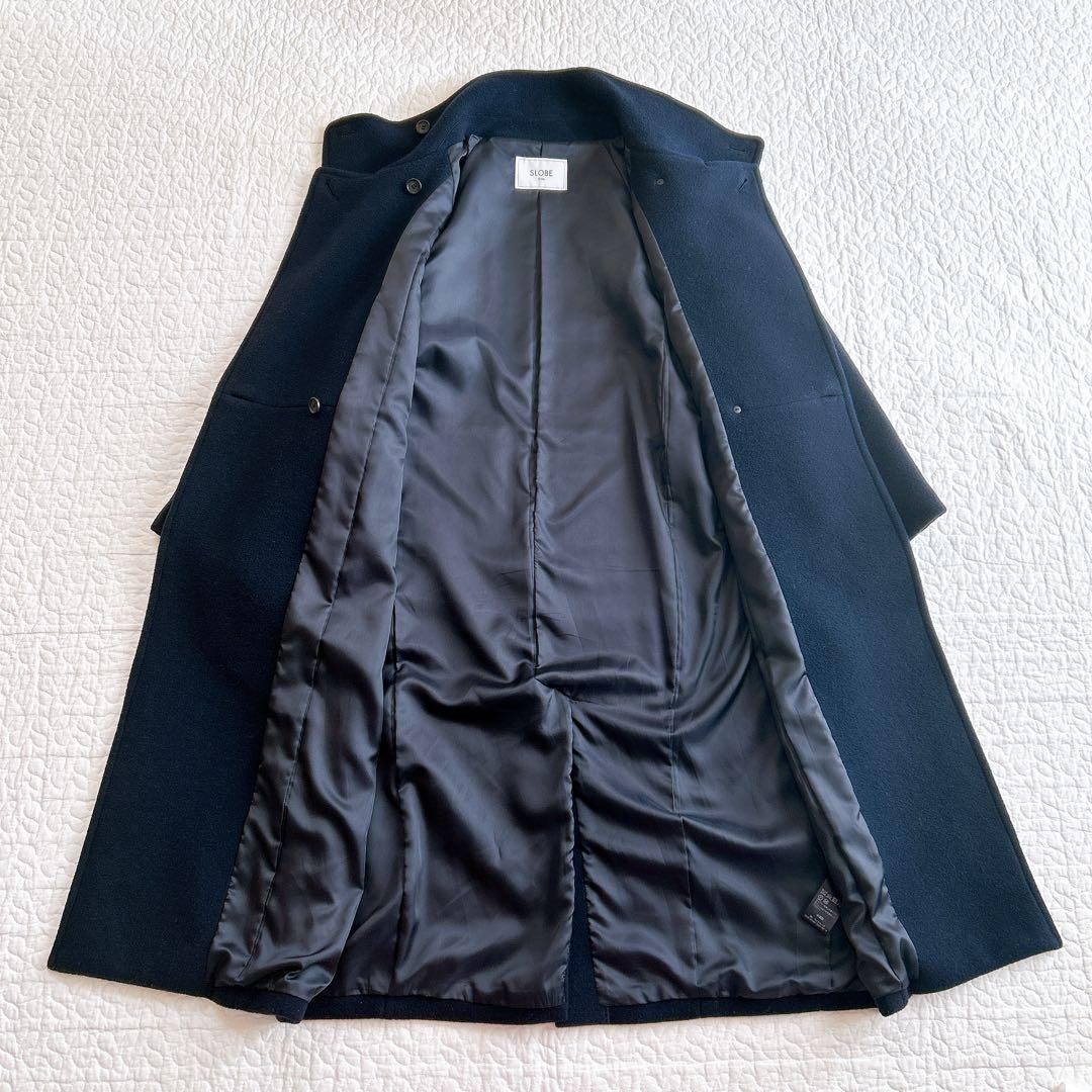 n*o様 スローブイエナ 23AW スタンドコクーンコート ロング ウール ネイ