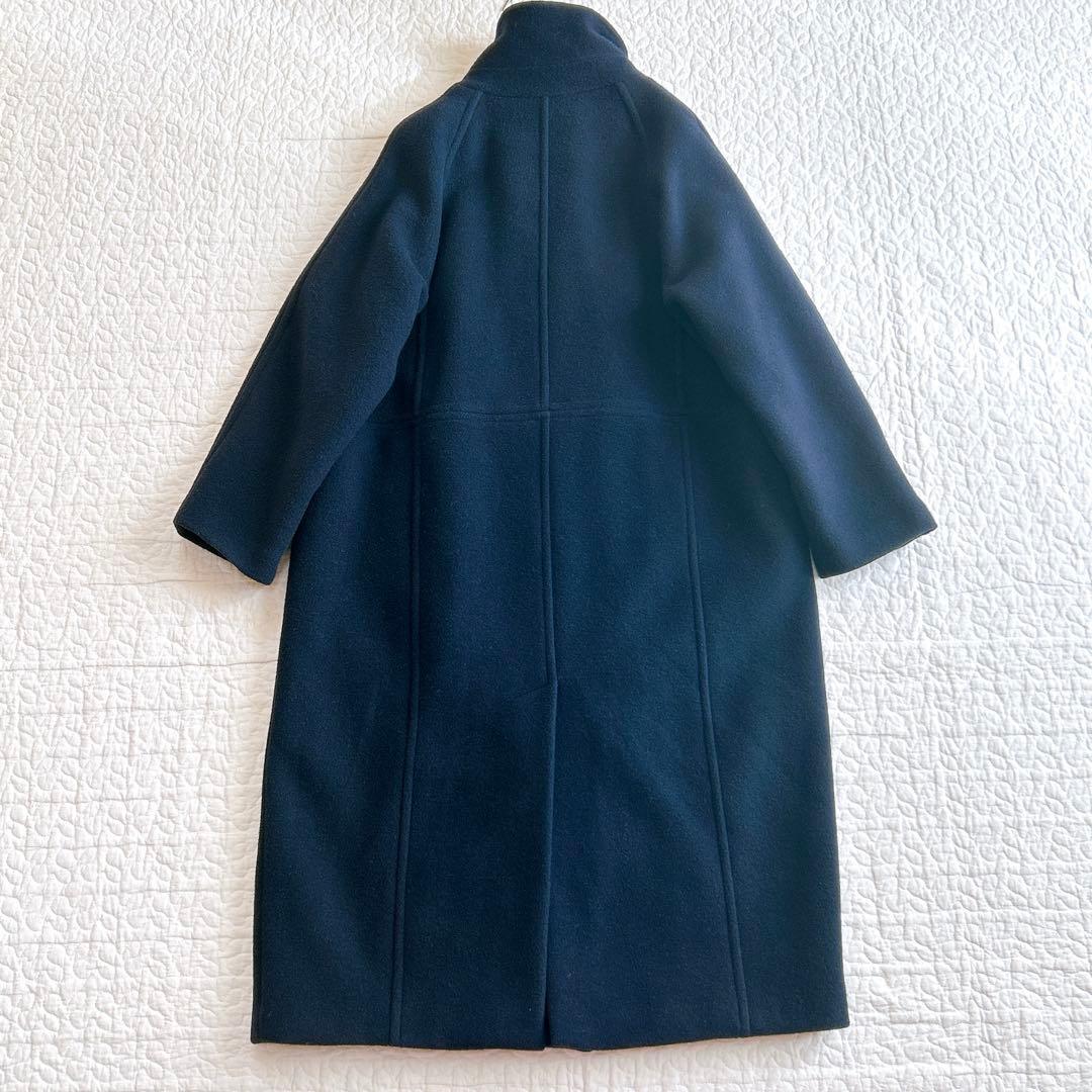 n*o様 スローブイエナ 23AW スタンドコクーンコート ロング ウール ネイ