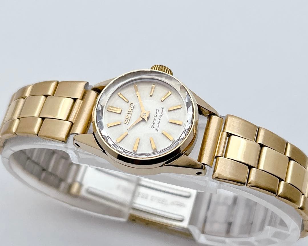 SEIKO クイーンセイコー 手巻き 王冠メダリオン カットガラス ゴールド
