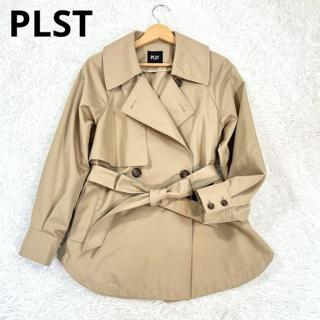 美品♡PLST リラクシーショートトレンチコート　ベルテッド　ドルマンスリーブ