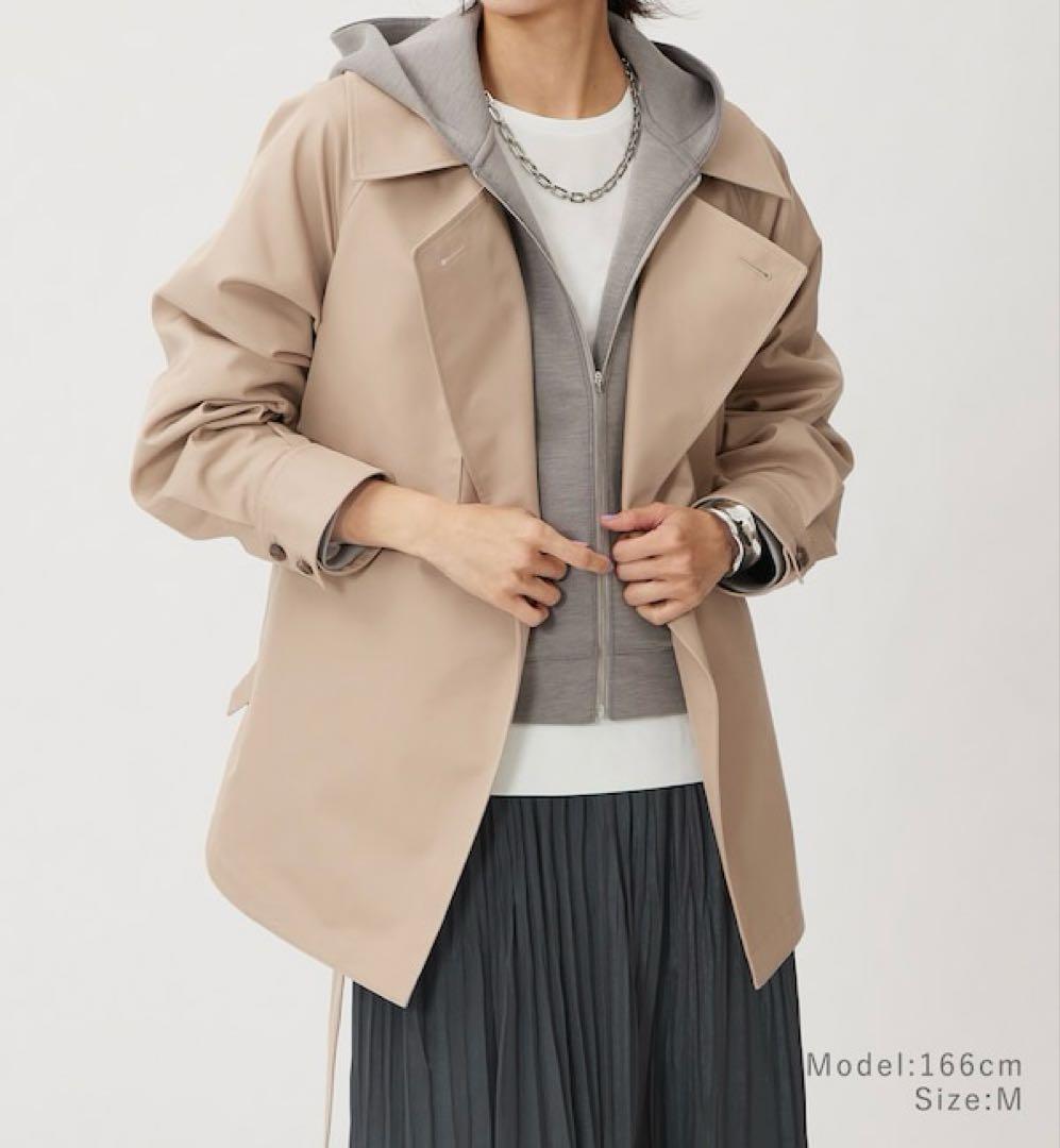美品♡PLST リラクシーショートトレンチコート　ベルテッド　ドルマンスリーブ