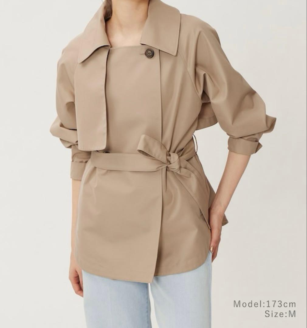 美品♡PLST リラクシーショートトレンチコート　ベルテッド　ドルマンスリーブ