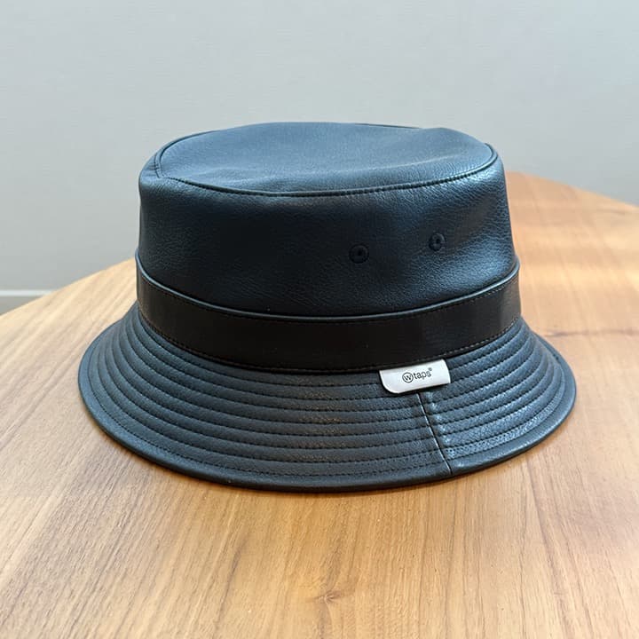 【超美品】WTAPS ダブルタップス レザー バケット ハット 黒 ブラック