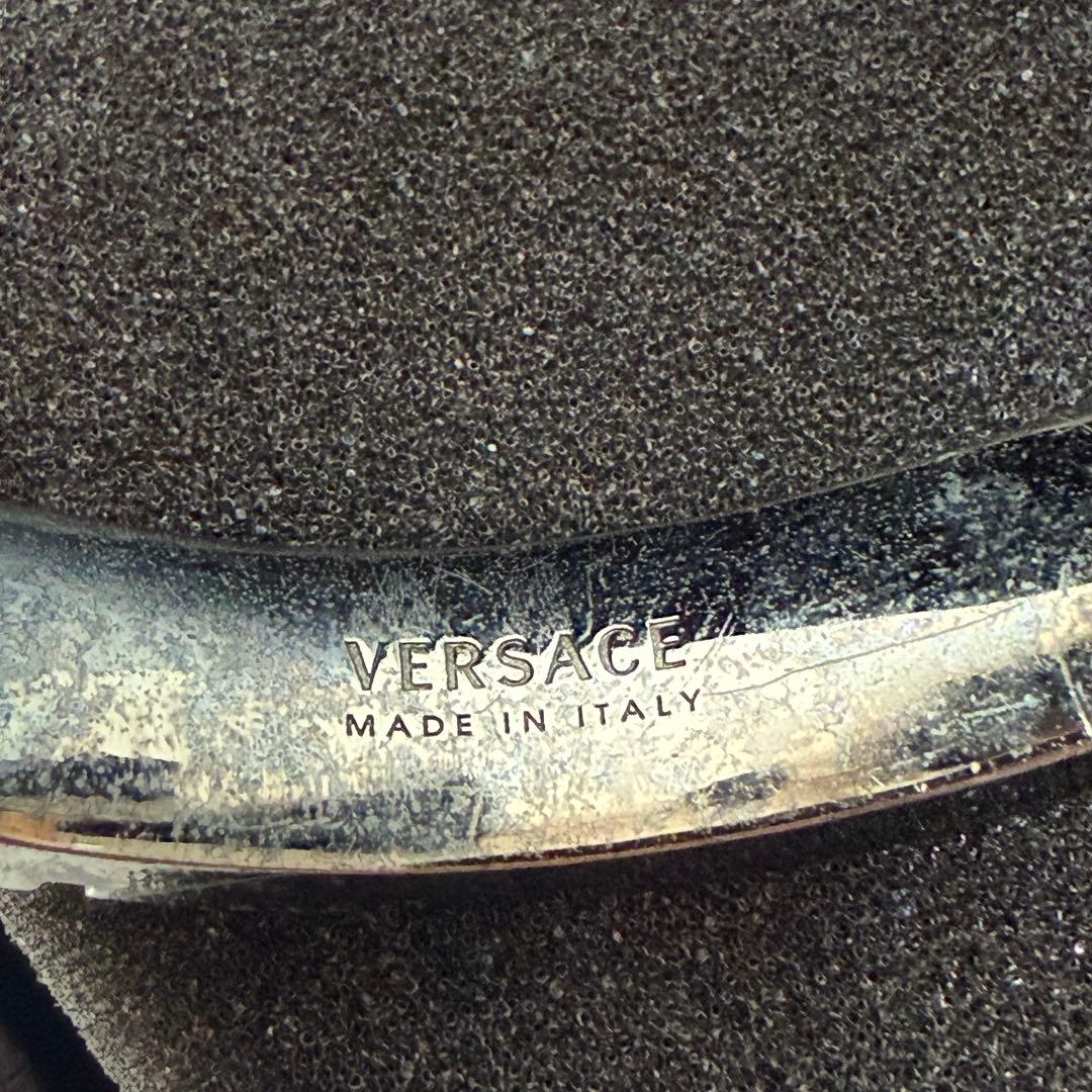 ヴェルサーチ シルバー タータン バングル ブレスレット バックル