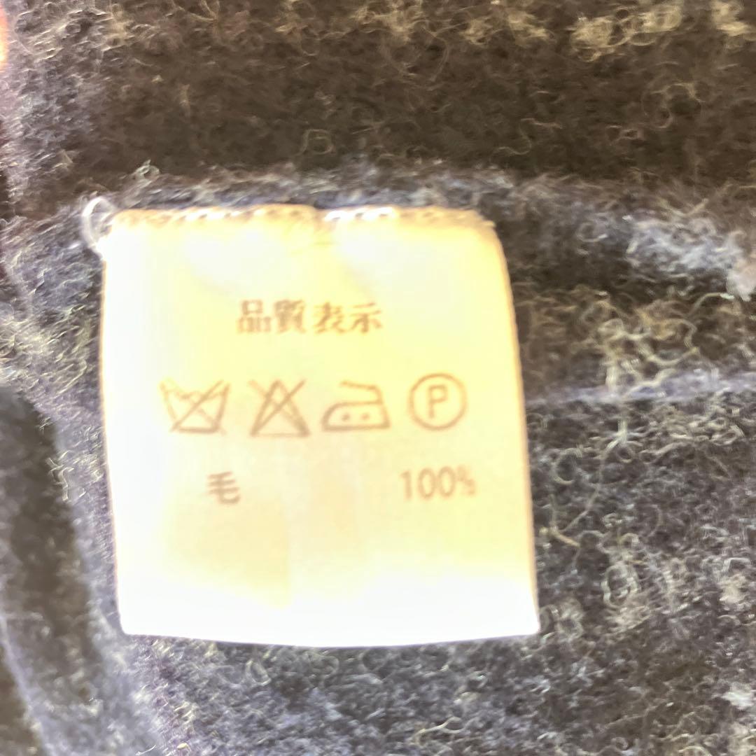 IKIJI ウールロングジャケット　イキジ　ガウン　ネイビー　ストライプ　コート