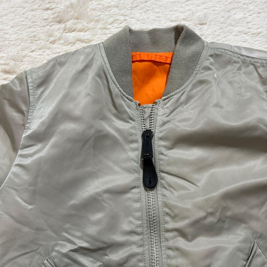 【美品】ALPHA MA-1 フライトジャケット シルバー M 短丈