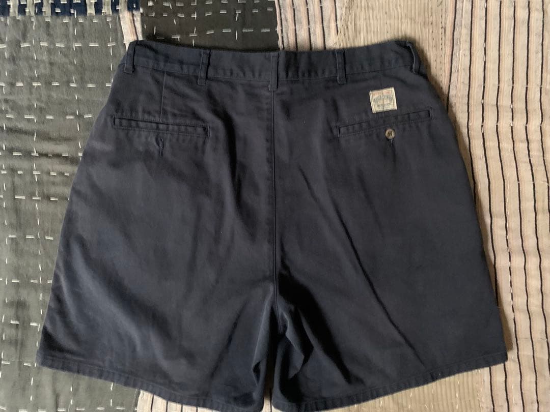 90s W34 POLO CHINO vtg 2タック ショーツ ラルフ 紺