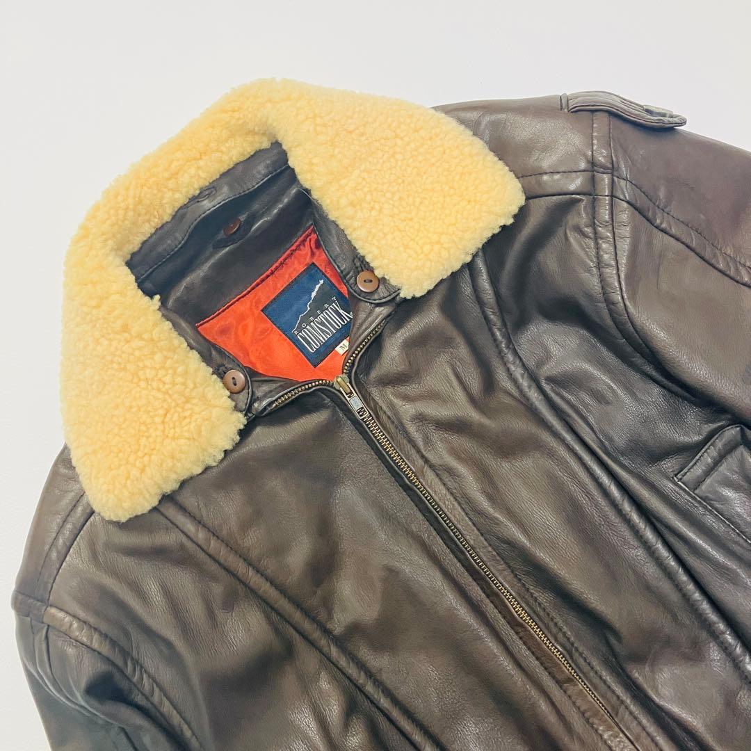 【贅の極み　鹿革】　COMSTOCK フライトジャケット　本革　ボア　茶　L