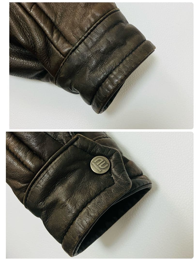 【贅の極み　鹿革】　COMSTOCK フライトジャケット　本革　ボア　茶　L