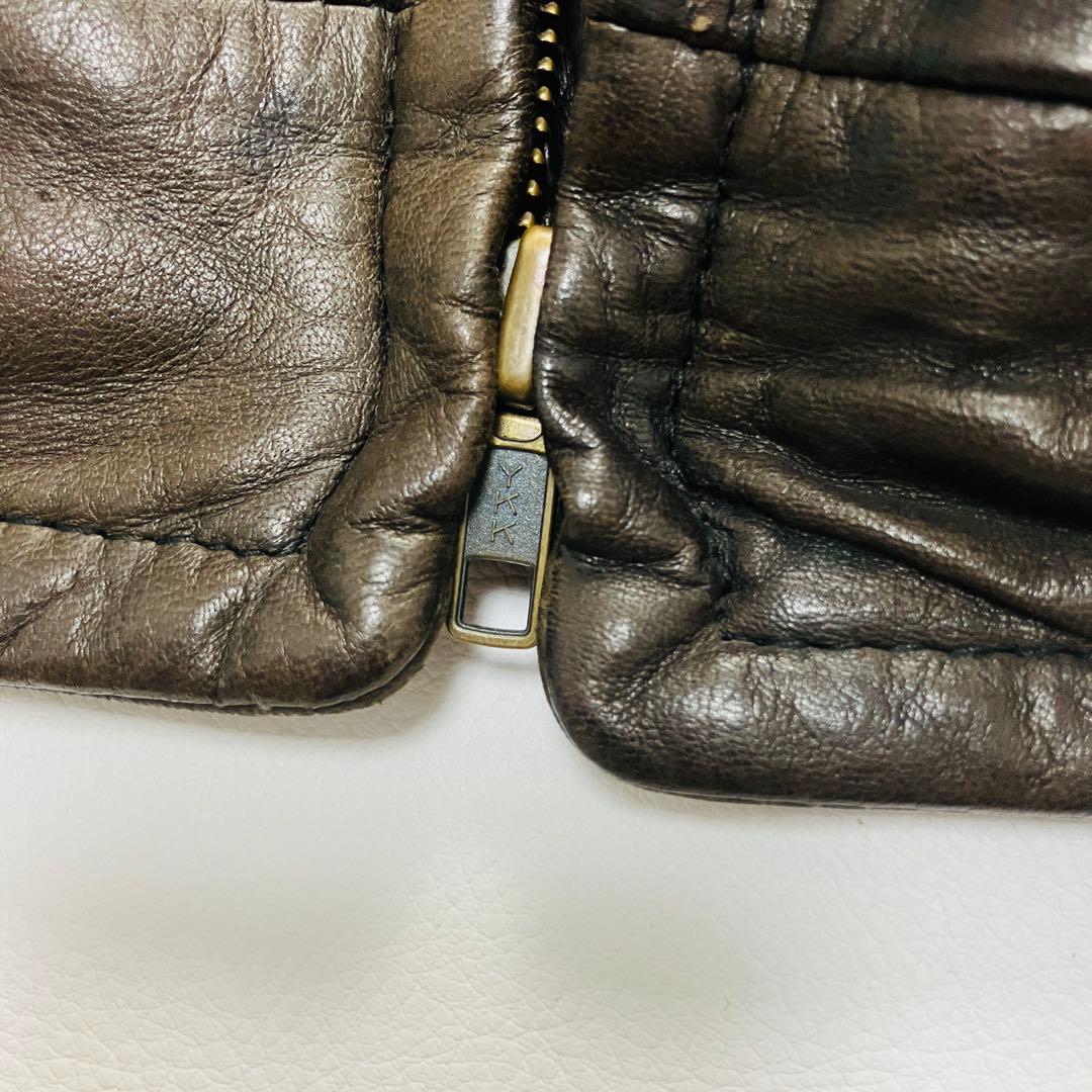 【贅の極み　鹿革】　COMSTOCK フライトジャケット　本革　ボア　茶　L