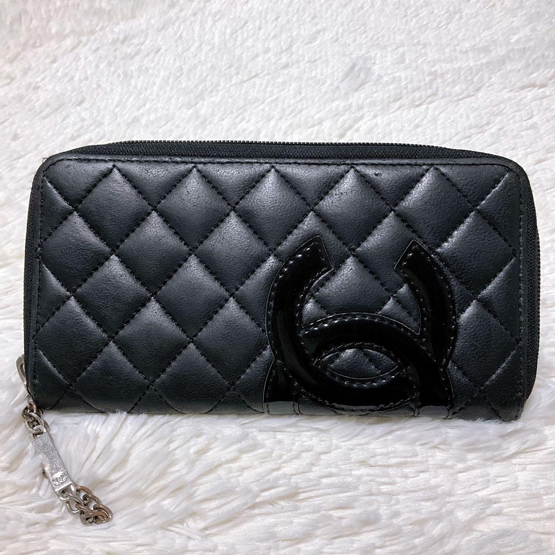 ♡希少♡シャネル CHANEL 長財布 カンボンライン　ファスナー ココマーク黒