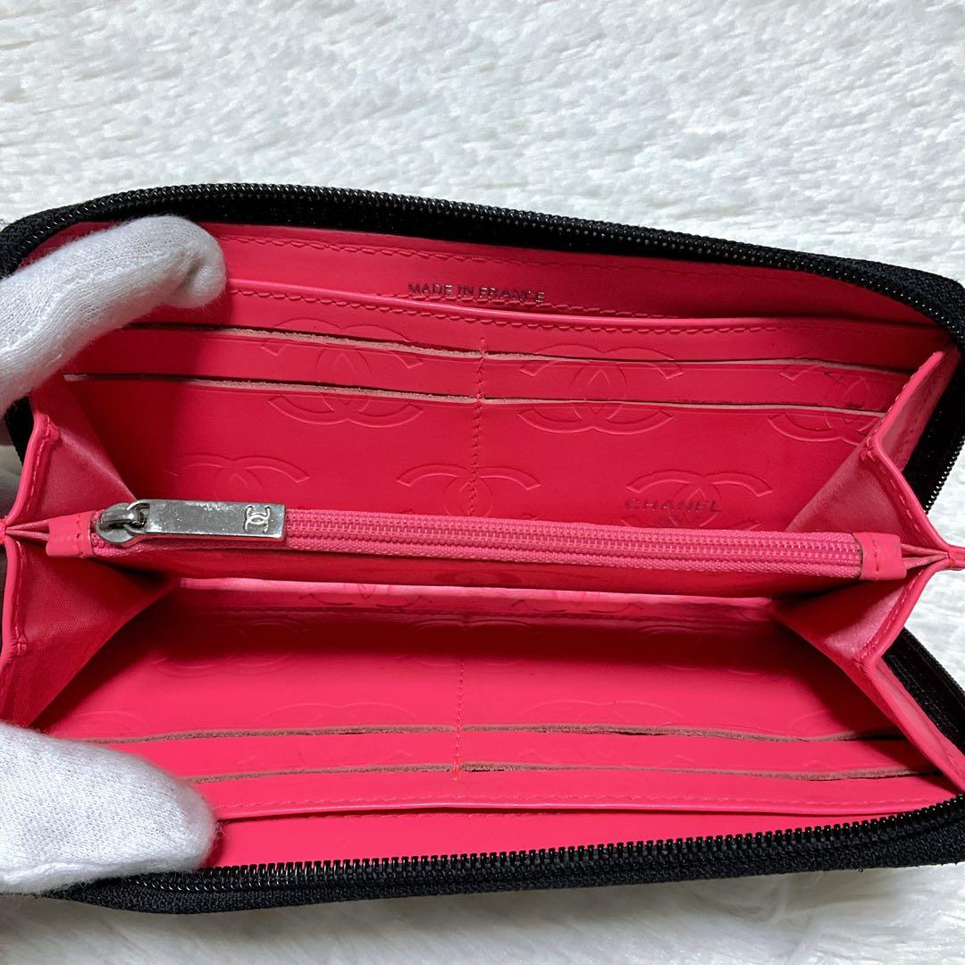 ♡希少♡シャネル CHANEL 長財布 カンボンライン　ファスナー ココマーク黒