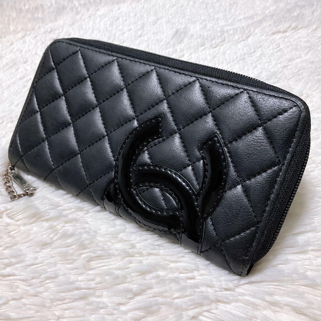 ♡希少♡シャネル CHANEL 長財布 カンボンライン　ファスナー ココマーク黒