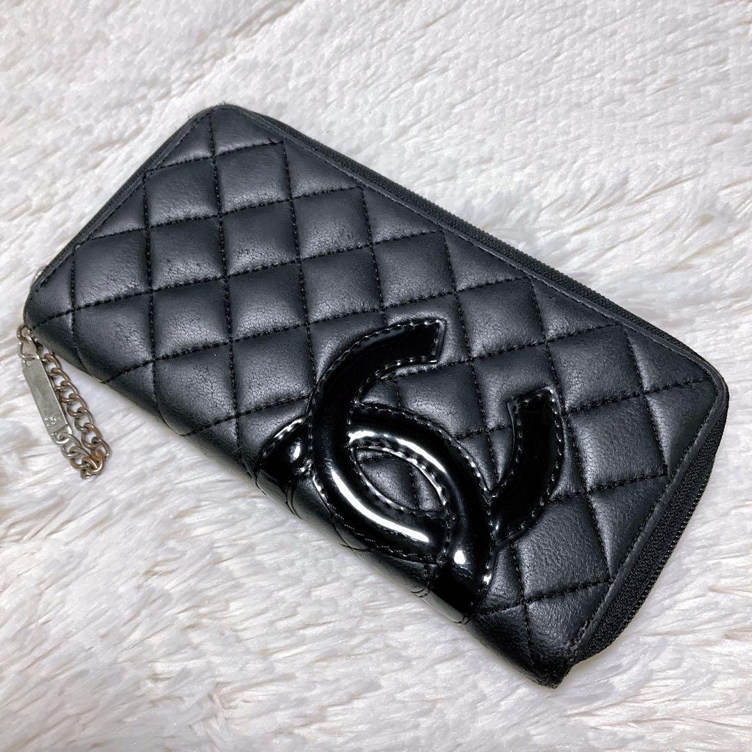 ♡希少♡シャネル CHANEL 長財布 カンボンライン　ファスナー ココマーク黒