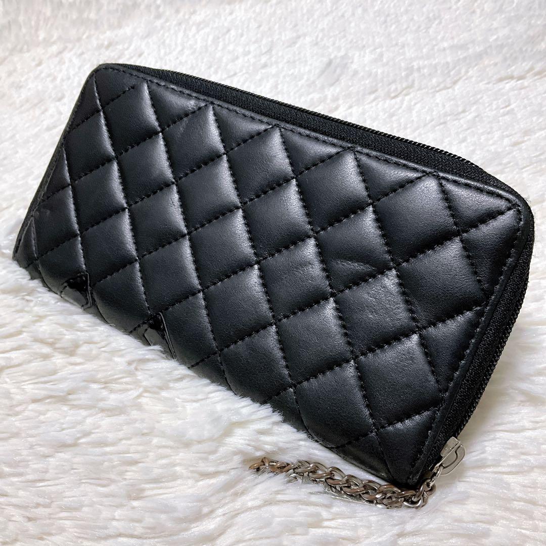 ♡希少♡シャネル CHANEL 長財布 カンボンライン　ファスナー ココマーク黒