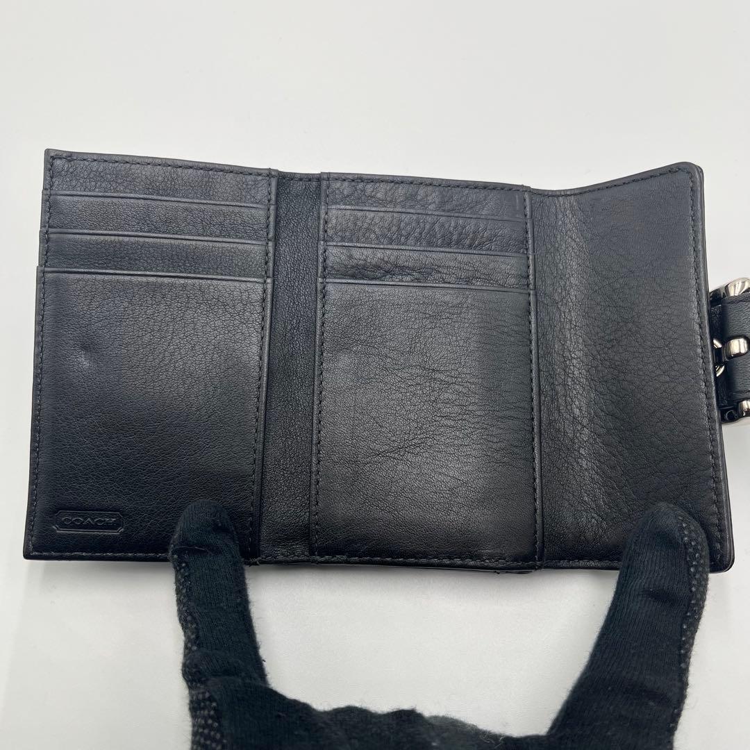 希少 コーチ 三つ折り財布 ソーホー ブラック コンパクトウォレット ベルト