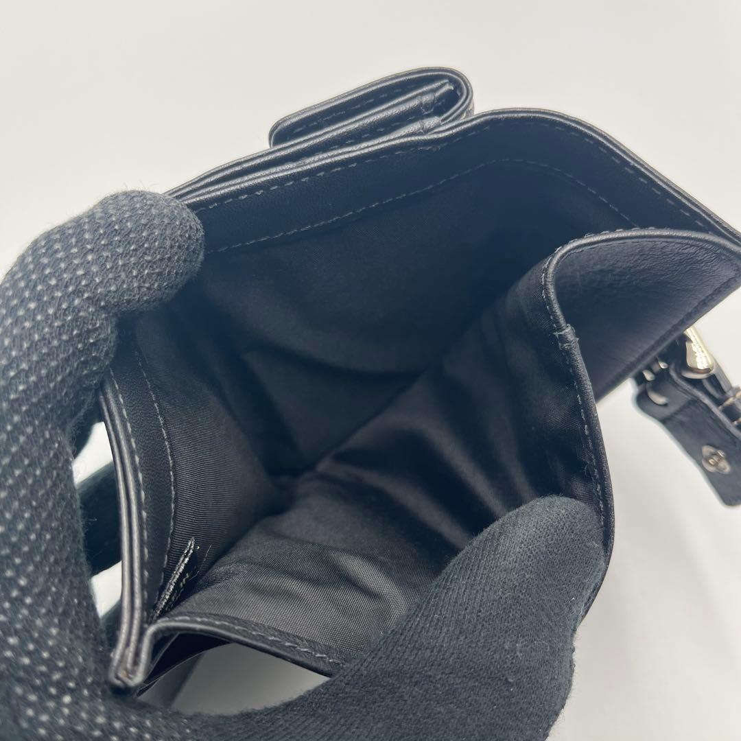 希少 コーチ 三つ折り財布 ソーホー ブラック コンパクトウォレット ベルト