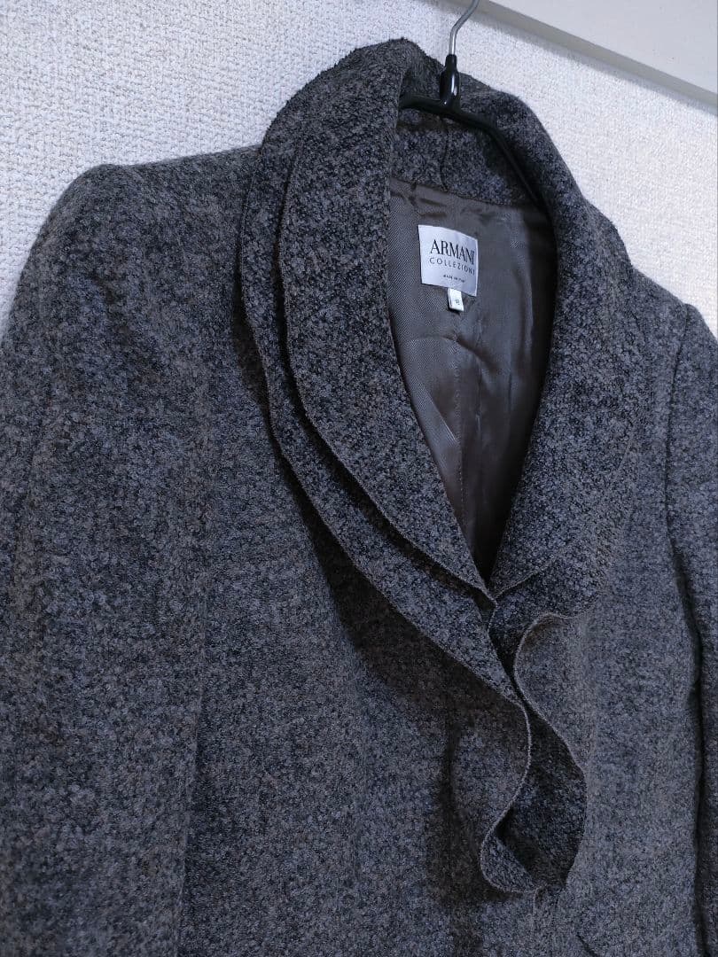 アルマーニコレツィオーニARMANI　フリル襟　ジャケット　コート　グレー　40