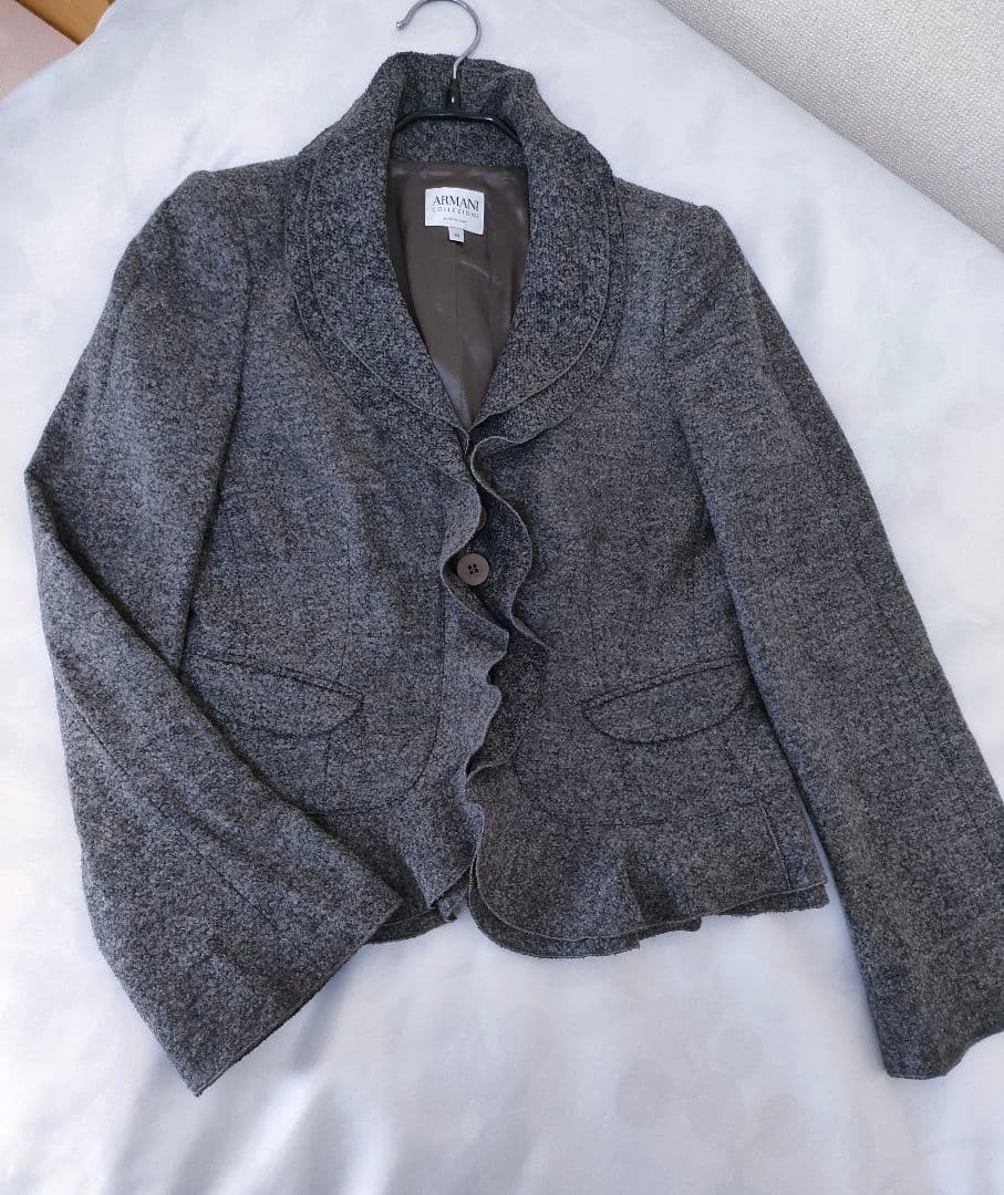 アルマーニコレツィオーニARMANI　フリル襟　ジャケット　コート　グレー　40