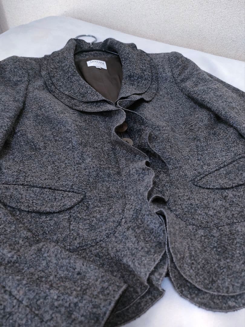 アルマーニコレツィオーニARMANI　フリル襟　ジャケット　コート　グレー　40