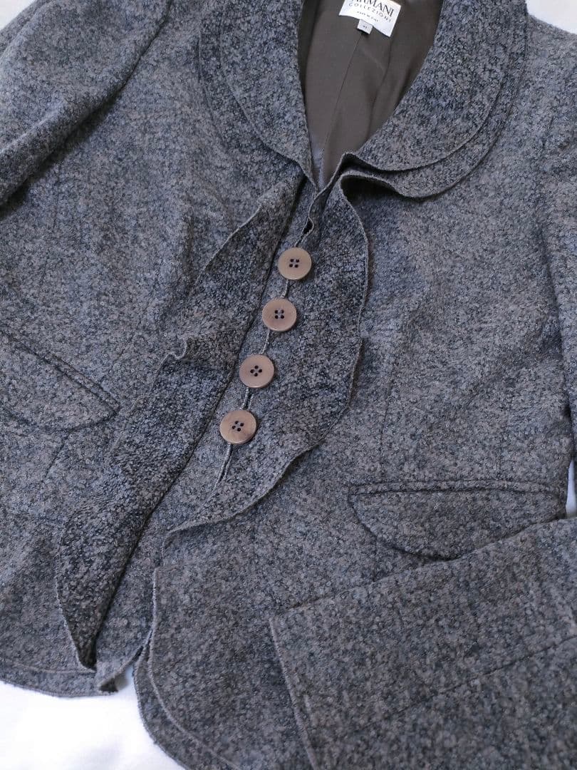 アルマーニコレツィオーニARMANI　フリル襟　ジャケット　コート　グレー　40